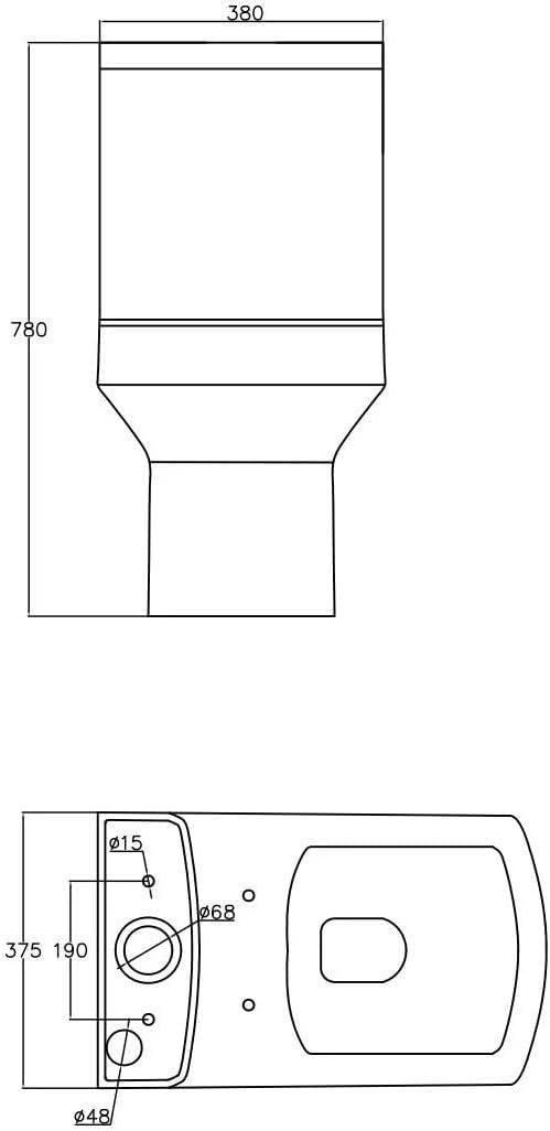 Modern Bathroom Cloakroom Close Coupled Toilet Short Projection WC Toilets Soft Close Seat Square Pan Dual Flush Cistern, White Gloss