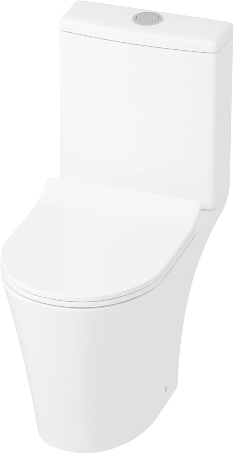 Rimless Close Coupled Toilet with Slim Soft Close Seat and Dual Flush Cistern