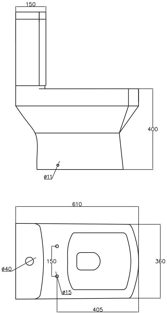 Modern Bathroom Cloakroom Close Coupled Toilet Short Projection WC Toilets Soft Close Seat Square Pan Dual Flush Cistern, White Gloss