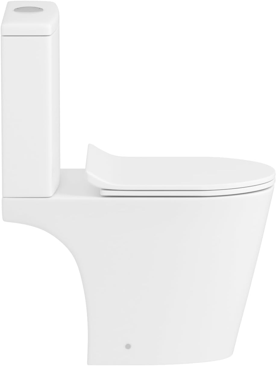Rimless Close Coupled Toilet with Slim Soft Close Seat and Dual Flush Cistern