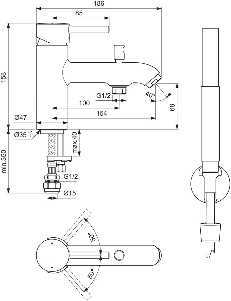 Ceraline Single Lever Bath Shower Mixer Tap, Chrome