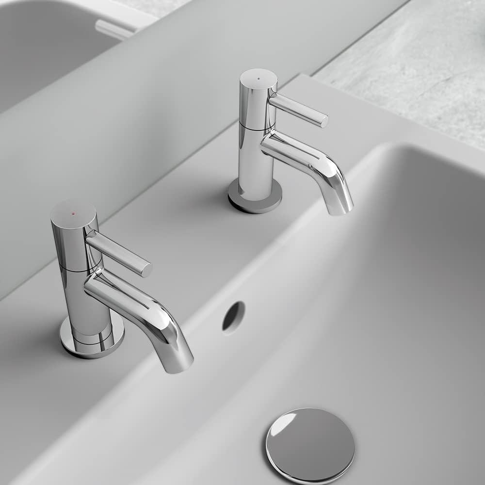 Ceraline Basin Pillar Taps, Chrome