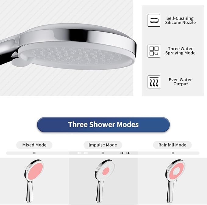 thermostatic Bath Shower Mixer Tap Set,Bathtub Shower Mixer Tap with with Shower Riser Kit,(1x Hand Shower,1x Shower Rail 70cm, 1x Shower Hose 1.5m,1x Deck Mounted Bath Shower Tap),Chrome