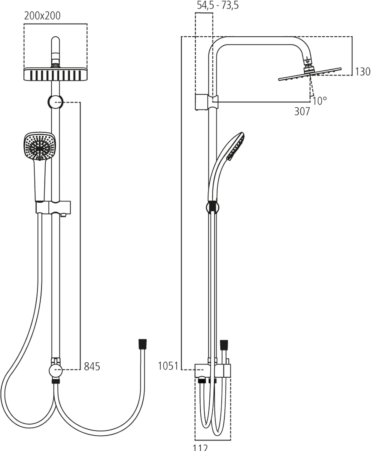 Rain Cube Dual Shower System for Exposed Shower Mixers, Chrome