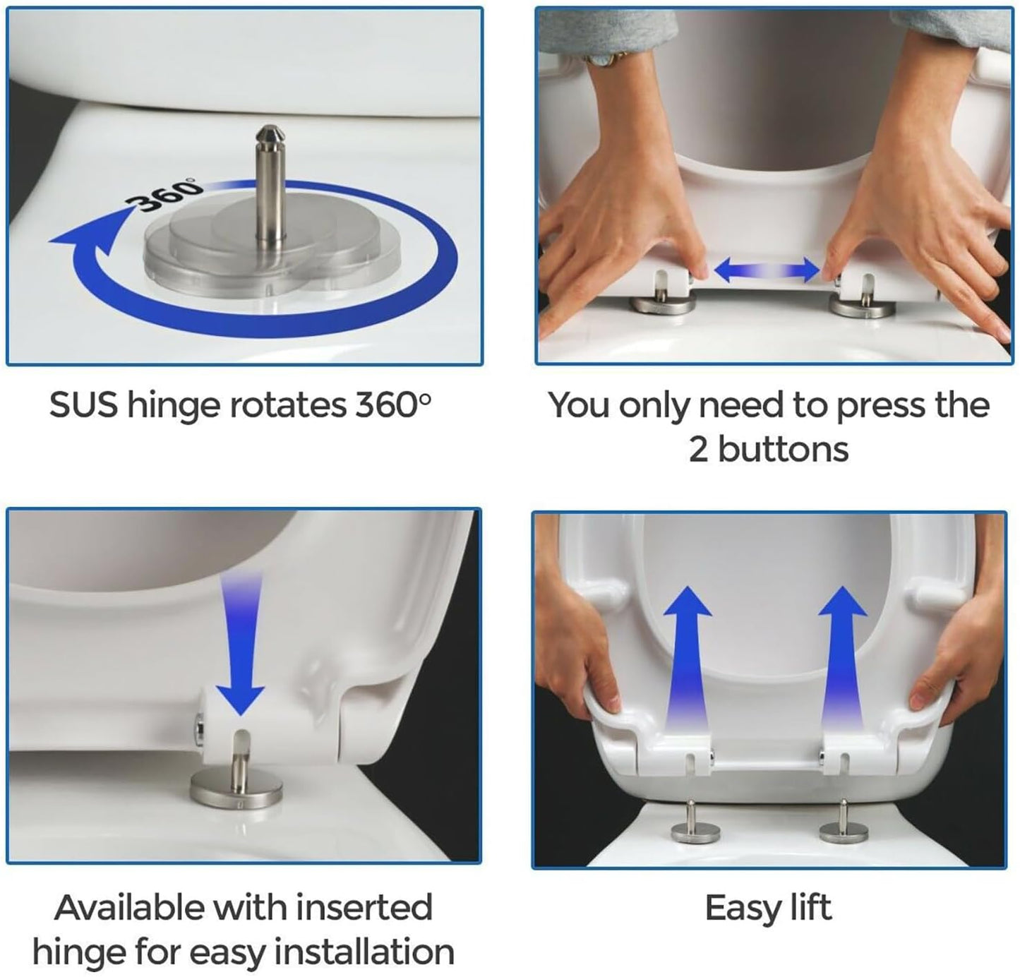 Rimless Comfort Height Close Coupled Toilet Back to Wall Bathroom Toilets White Ceramic WC Pan & Cistern Soft Close Seat Modern D Shape Projection Comfort Elongated Toilet