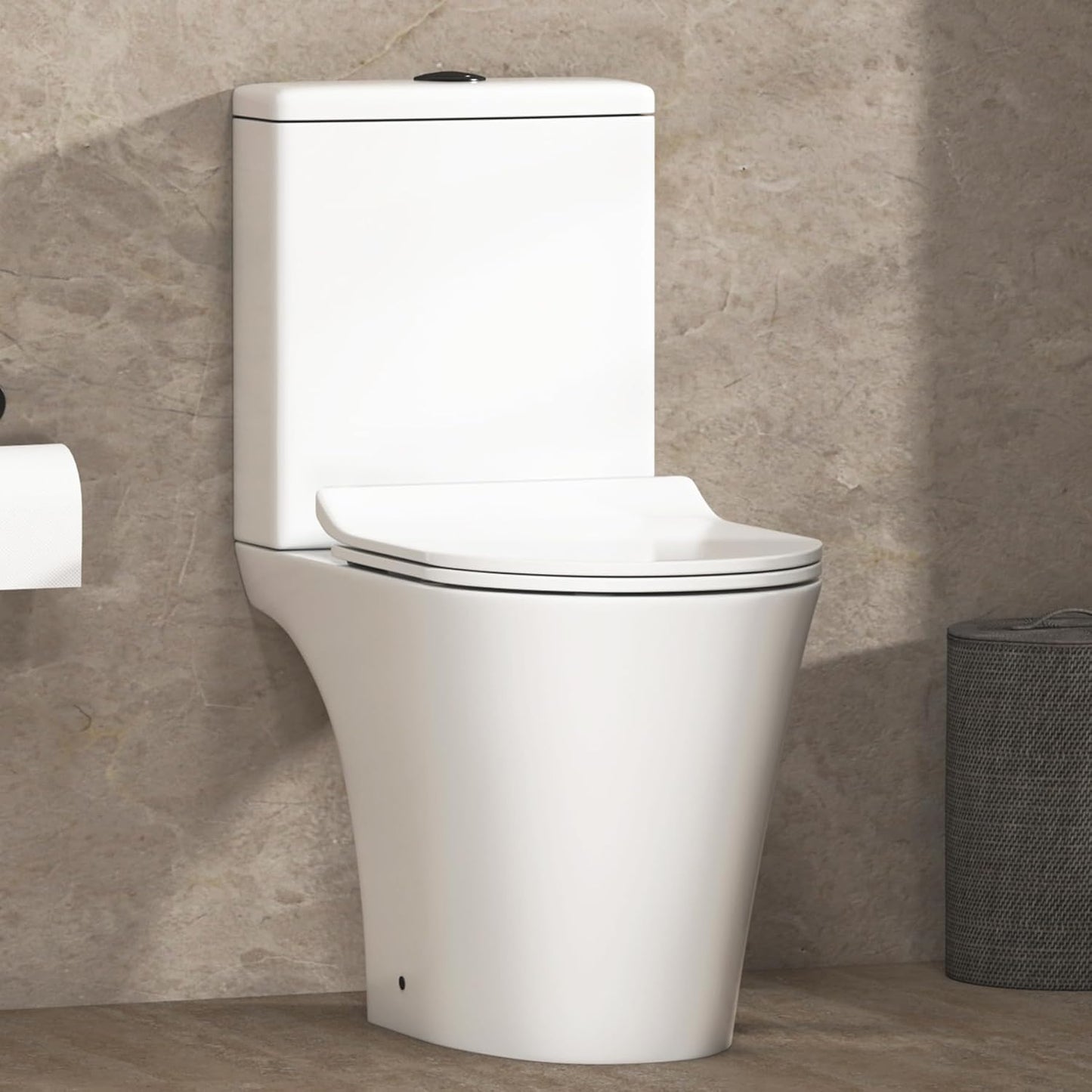 Rimless Close Coupled Toilet with Slim Soft Close Seat and Dual Flush Cistern
