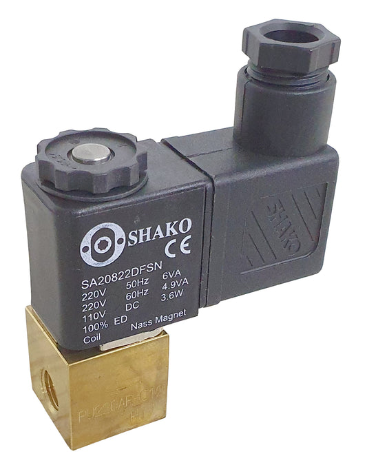 1/8 Brass solenoid valve 0-8.5 Bar 2/2 way Normally Closed Thread Type 1/8 NPT (N)