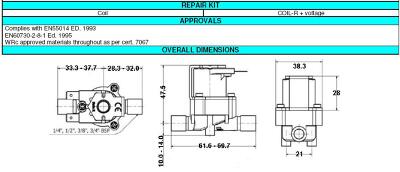 3/4 Plastic water solenoid valve 0.2-10 Bar N/Closed 6115BC