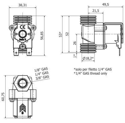 3/4 Plastic water solenoid valve 0.2-10 Bar N/Closed 6115BC