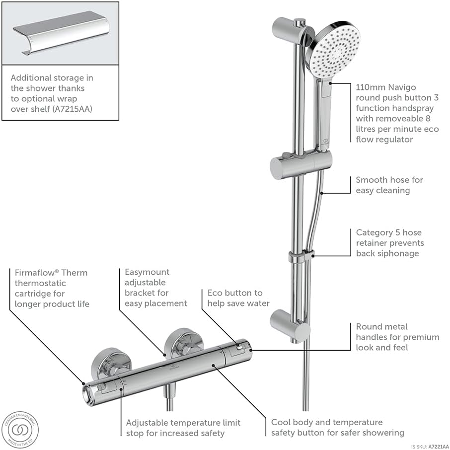 Ceratherm T50 Thermostatic Shower Mixer with kit, Chrome