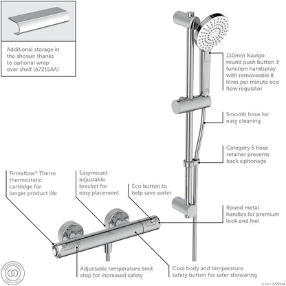 Ceratherm T50 Thermostatic Shower Mixer with kit, Chrome
