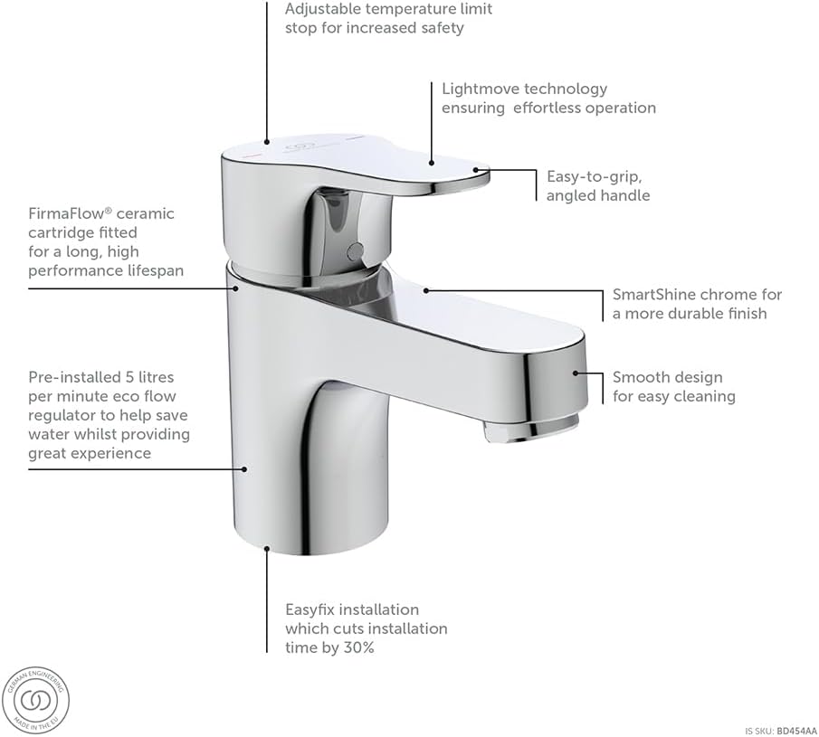 Cerabase Single Lever Mini Basin Mixer tap, Chrome