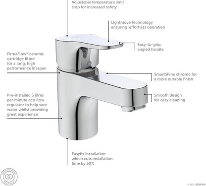 Cerabase Single Lever Mini Basin Mixer tap, Chrome