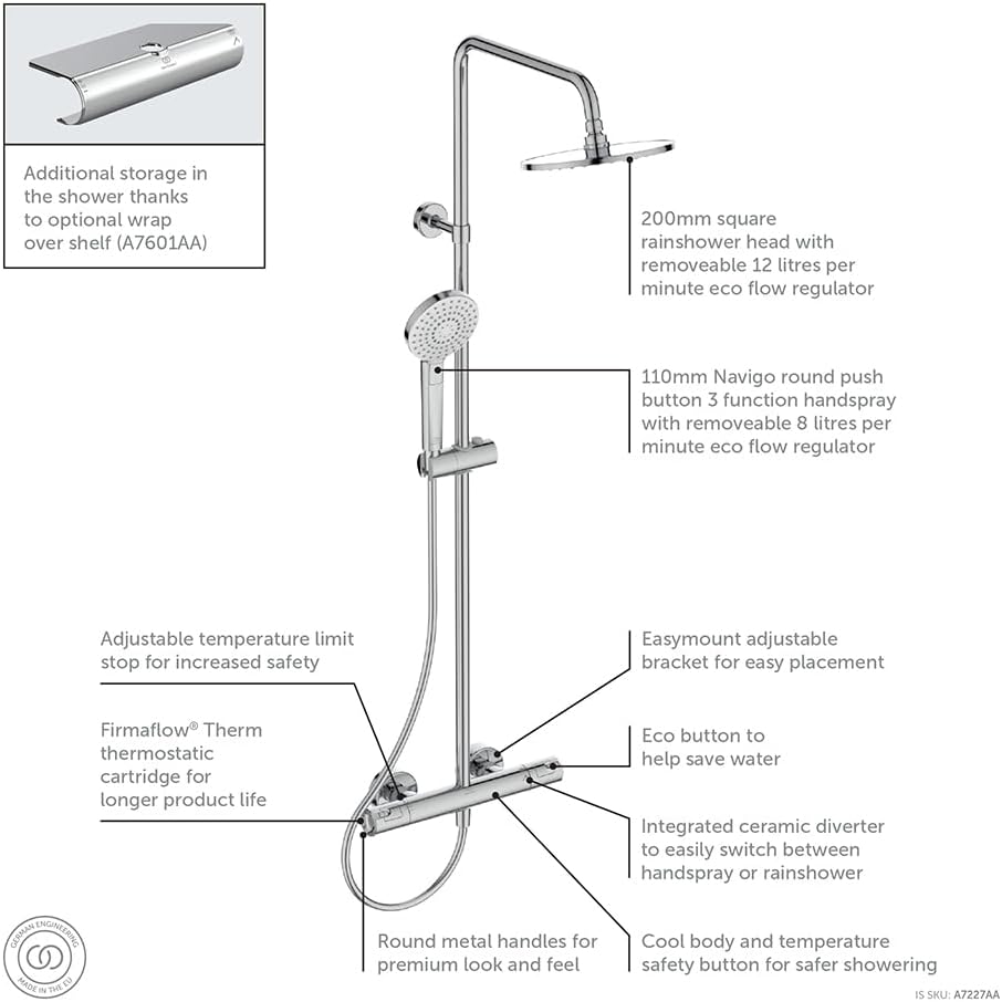 Ceratherm T50 Thermostatic Dual Shower Mixer, Chrome,