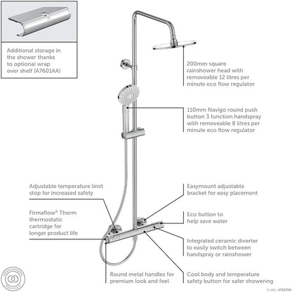 Ceratherm T50 Thermostatic Dual Shower Mixer, Chrome,