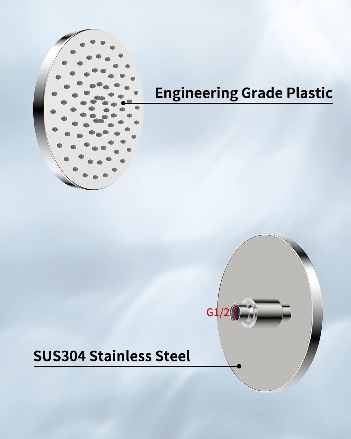 Fixed Shower Head 8 Inch Rainfall Showerhead,High Pressure,Swivel Spray Angle, Voluptuous Shower Experience, Easy Installation, Replacement Shower Heads, Stainless Steel Cover,Chrome