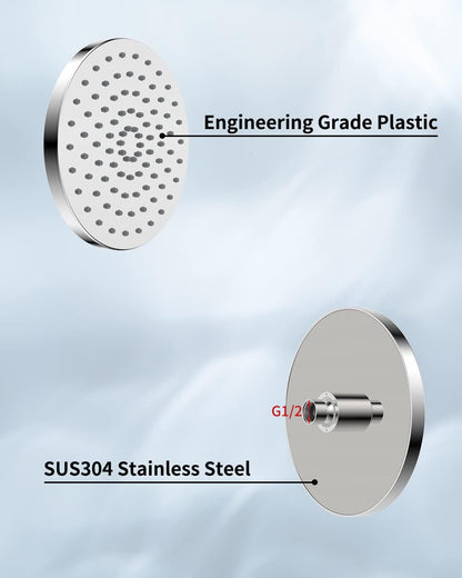 Fixed Shower Head 8 Inch Rainfall Showerhead,High Pressure,Swivel Spray Angle, Voluptuous Shower Experience, Easy Installation, Replacement Shower Heads, Stainless Steel Cover,Chrome