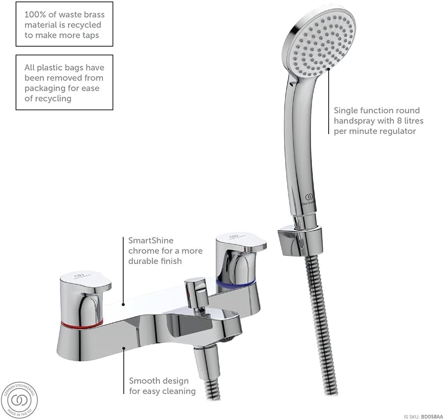 Cerabase Dual Control Bath Shower Mixer tap, BD058AA, Chrome