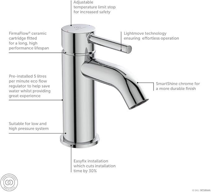Ceraline Basin Mixer With Clicker Waste