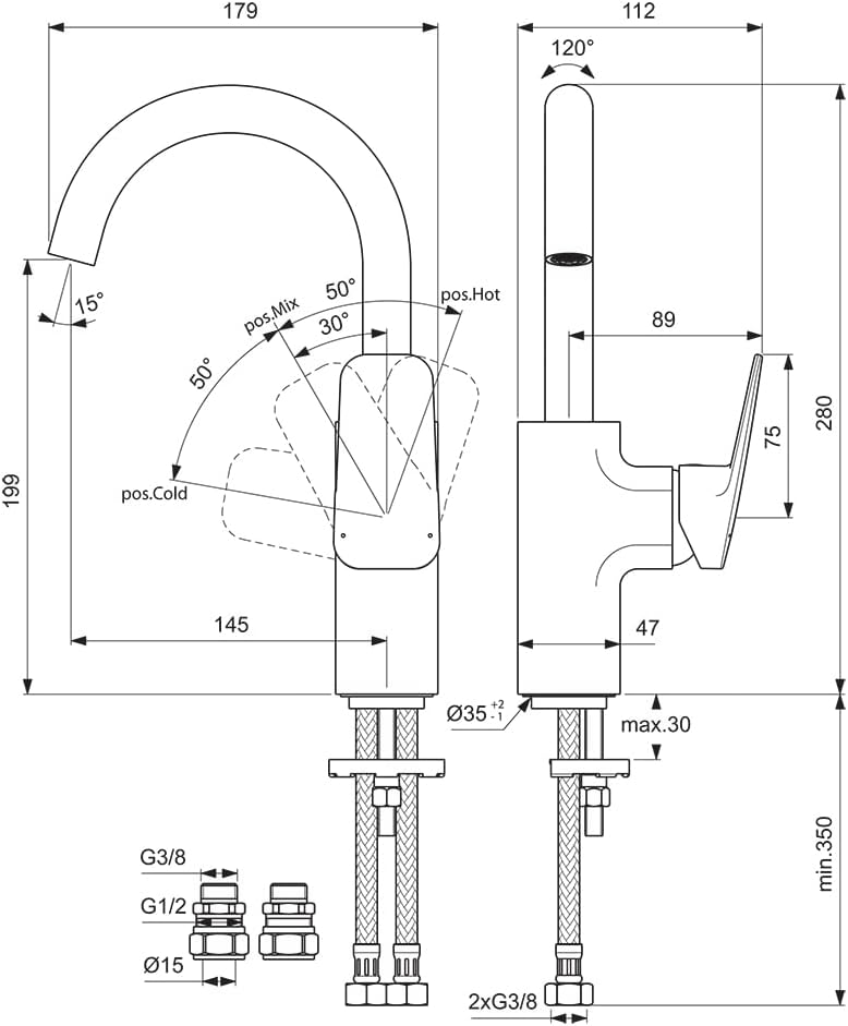 Standard Ceraplan Single Lever High Spout Basin Mixer Tap, Chrome