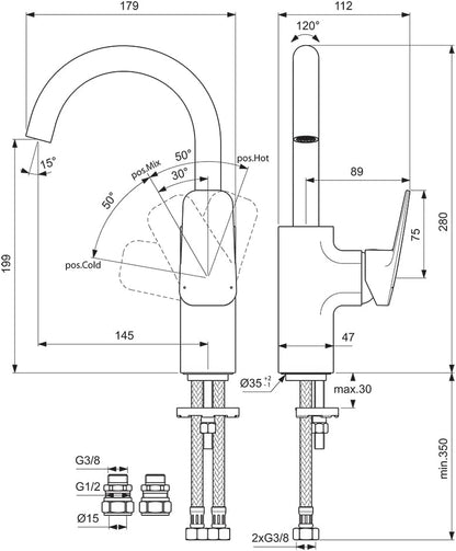 Standard Ceraplan Single Lever High Spout Basin Mixer Tap, Chrome