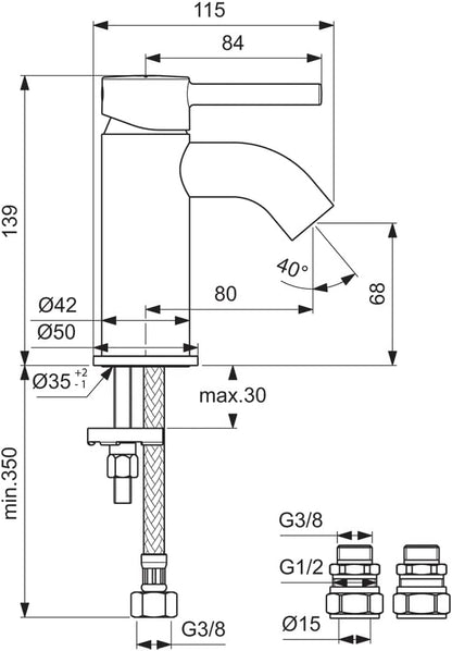 Ceraline Mini Mixer Basin Tap Without Pop Up Waste