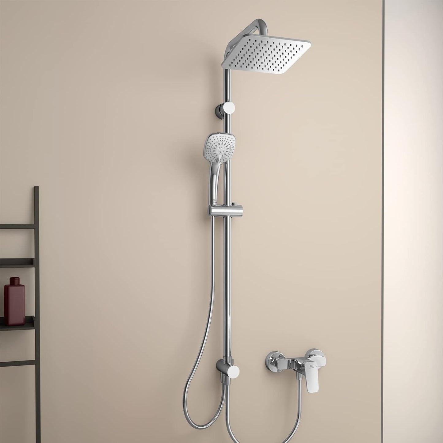 Rain Cube Dual Shower System for Exposed Shower Mixers, Chrome