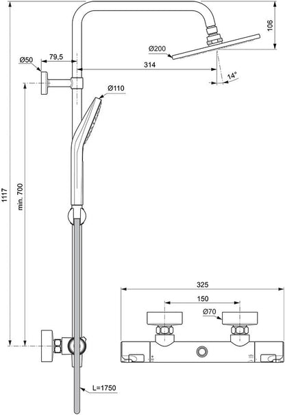 Ceratherm T50 Thermostatic Dual Shower Mixer, Chrome,