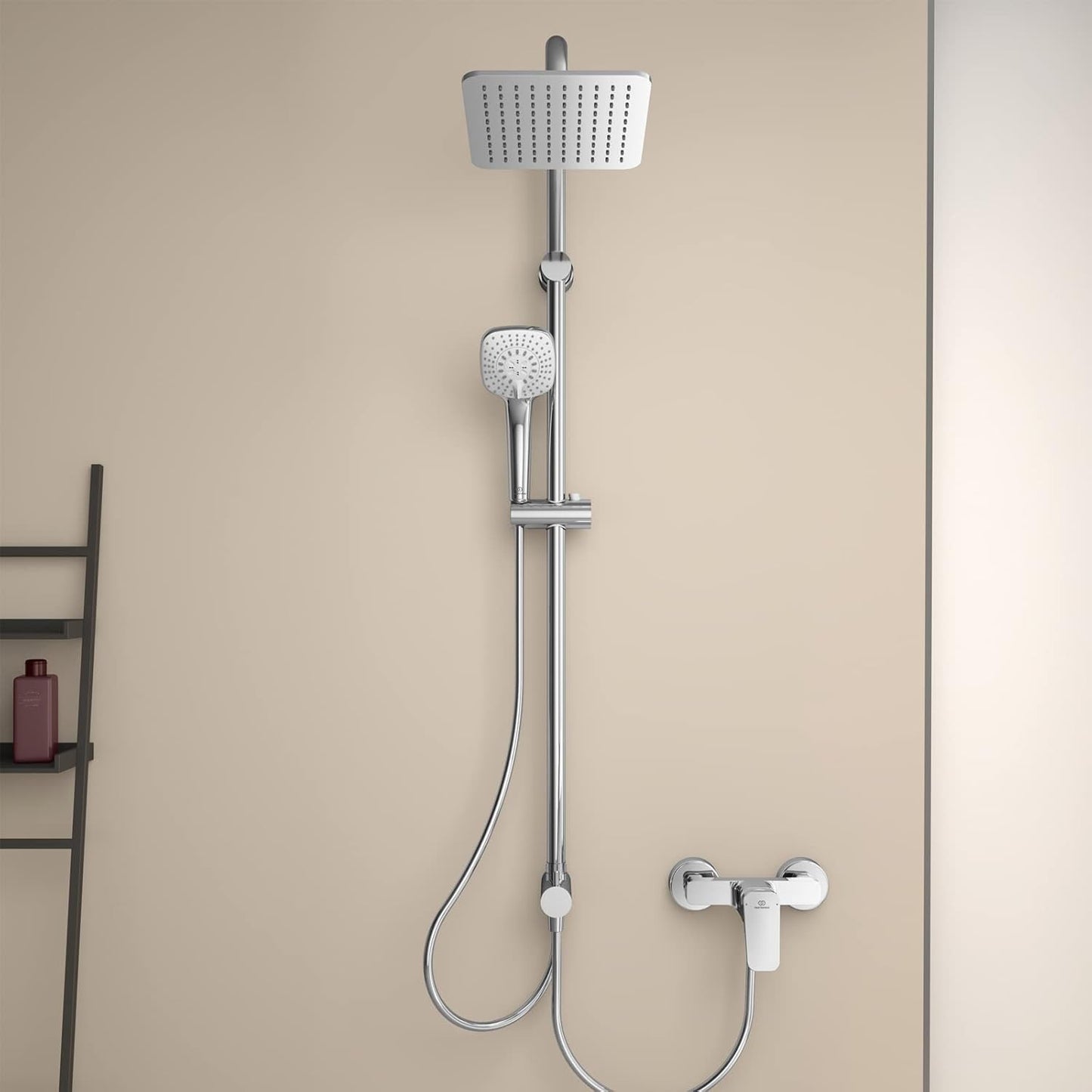 Rain Cube Dual Shower System for Exposed Shower Mixers, Chrome