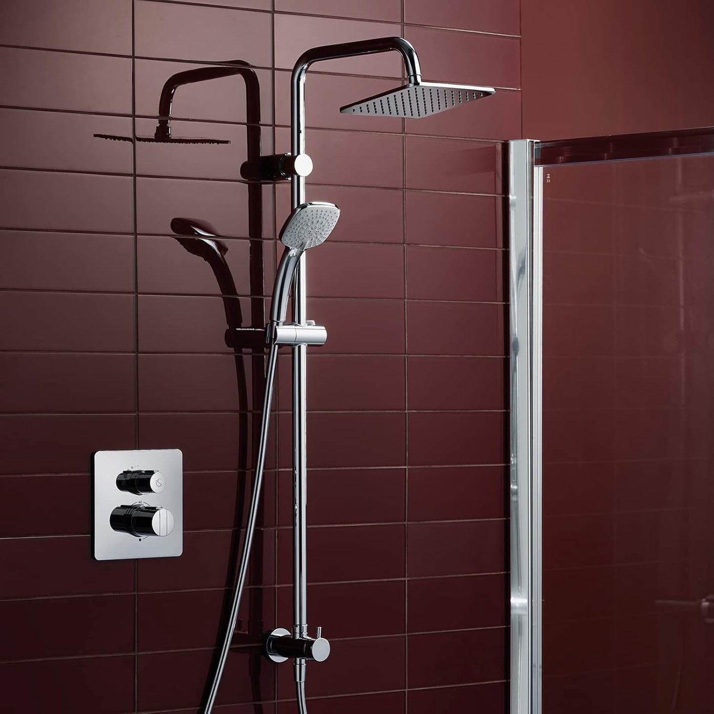 Rain Cube Dual Shower System for Exposed Shower Mixers, Chrome