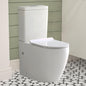 Rimless Comfort Height Close Coupled Toilet Back to Wall Bathroom Toilets White Ceramic WC Pan & Cistern Soft Close Seat Modern D Shape Projection Comfort Elongated Toilet
