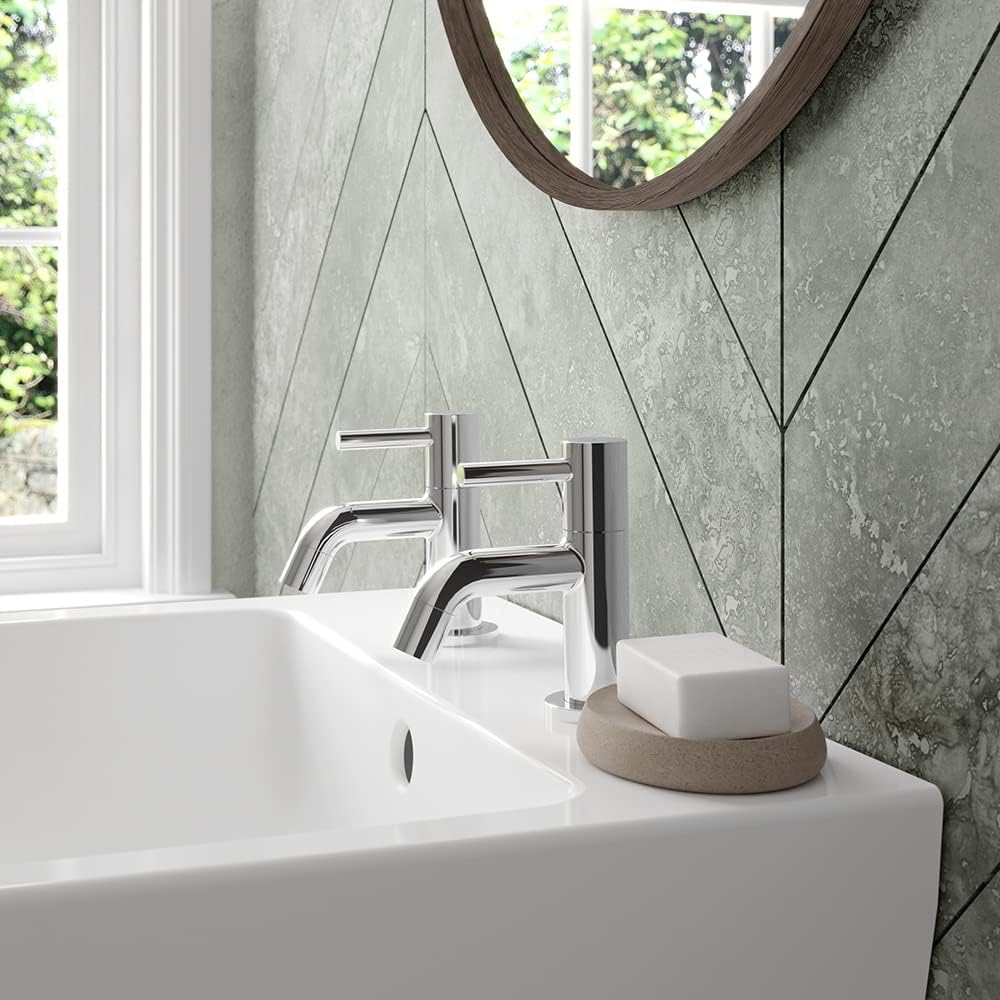 Ceraline Basin Pillar Taps, Chrome