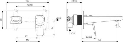 Standard Ceraplan Single Lever Wall Mounted Basin Mixer, BD244XG, Silk Black