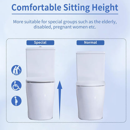 Rimless Comfort Height Close Coupled Toilet Back to Wall Bathroom Toilets White Ceramic WC Pan & Cistern Soft Close Seat Modern D Shape Projection Comfort Elongated Toilet
