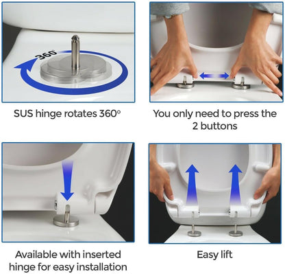 Rimless Comfort Height Close Coupled Toilet Back to Wall Bathroom Toilets White Ceramic WC Pan & Cistern Soft Close Seat Modern D Shape Projection Comfort Elongated Toilet
