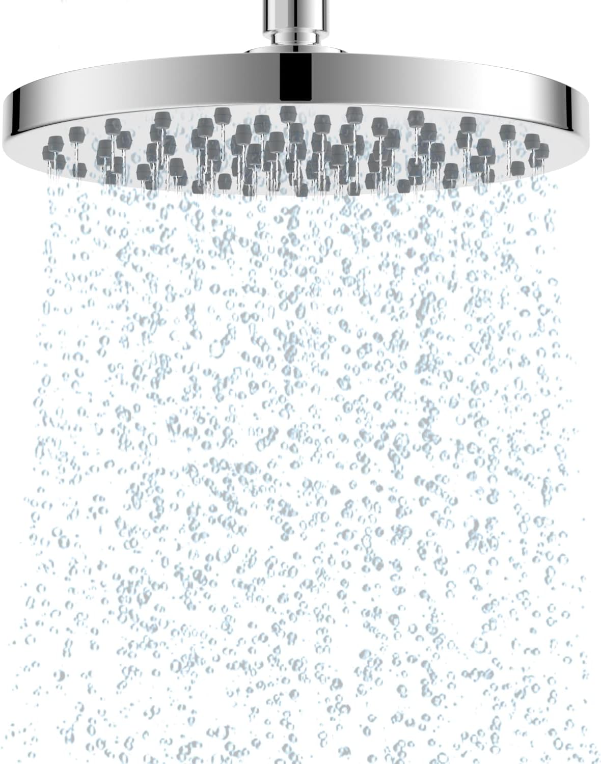 Fixed Shower Head 8 Inch Rainfall Showerhead,High Pressure,Swivel Spray Angle, Voluptuous Shower Experience, Easy Installation, Replacement Shower Heads, Stainless Steel Cover,Chrome