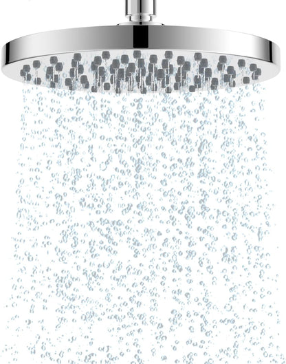 Fixed Shower Head 8 Inch Rainfall Showerhead,High Pressure,Swivel Spray Angle, Voluptuous Shower Experience, Easy Installation, Replacement Shower Heads, Stainless Steel Cover,Chrome