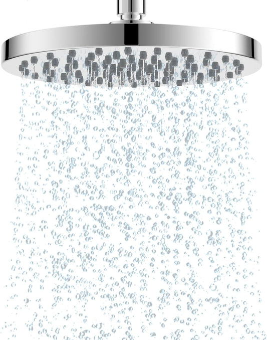 Fixed Shower Head 8 Inch Rainfall Showerhead,High Pressure,Swivel Spray Angle, Voluptuous Shower Experience, Easy Installation, Replacement Shower Heads, Stainless Steel Cover,Chrome