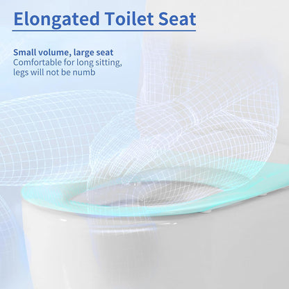 Rimless Comfort Height Close Coupled Toilet Back to Wall Bathroom Toilets White Ceramic WC Pan & Cistern Soft Close Seat Modern D Shape Projection Comfort Elongated Toilet