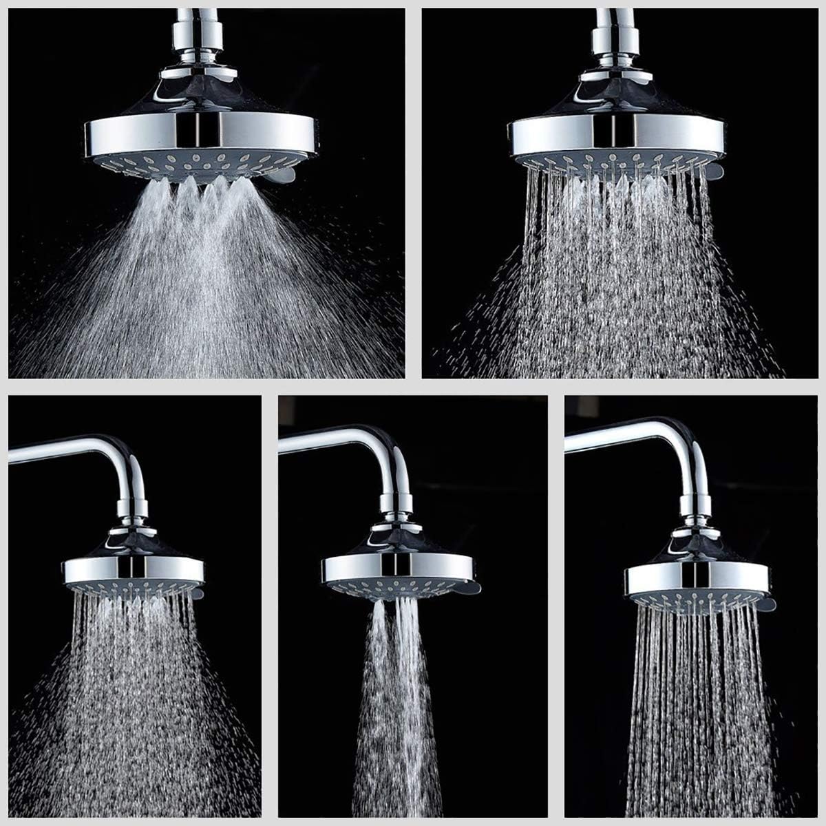 Shower Head, High-Pressure Rain Fixed Showerhead Rainfall 5-Setting with Adjustable Metal Swivel Ball Joint, Bathroom Showerhead 4 Inch High Flow Shower Head for Your Bathroom Shower Heads