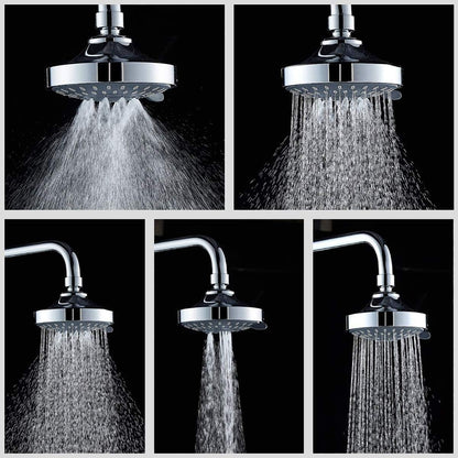Shower Head, High-Pressure Rain Fixed Showerhead Rainfall 5-Setting with Adjustable Metal Swivel Ball Joint, Bathroom Showerhead 4 Inch High Flow Shower Head for Your Bathroom Shower Heads