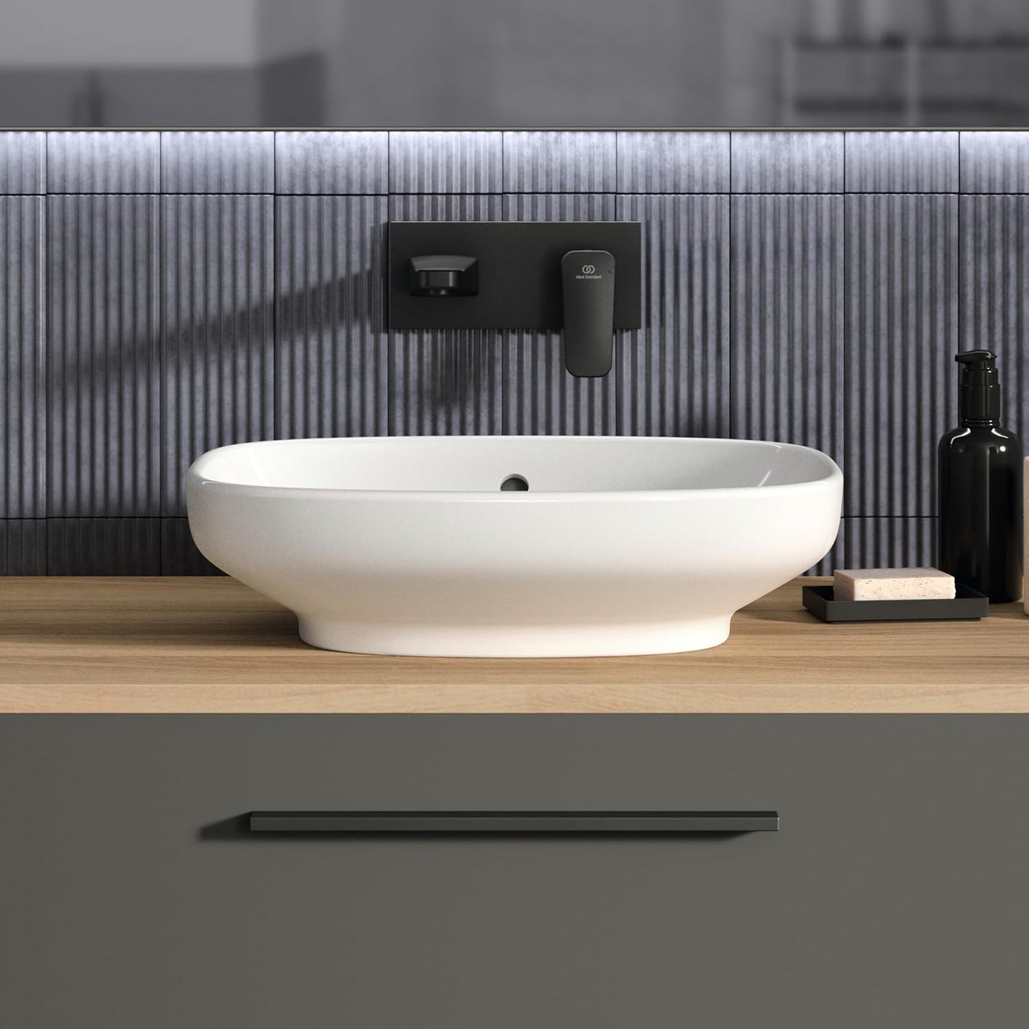Standard Ceraplan Single Lever Wall Mounted Basin Mixer, BD244XG, Silk Black