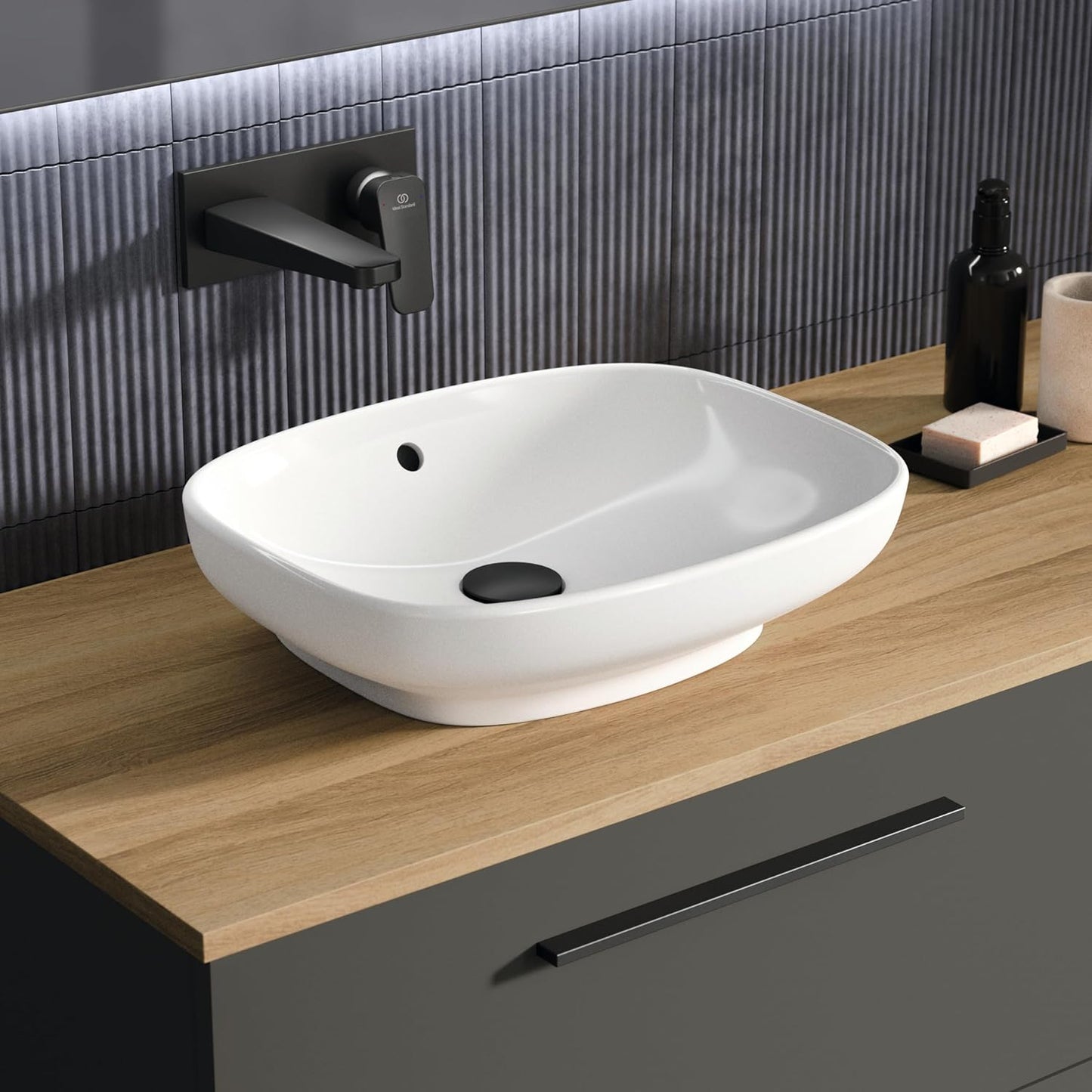 Standard Ceraplan Single Lever Wall Mounted Basin Mixer, BD244XG, Silk Black