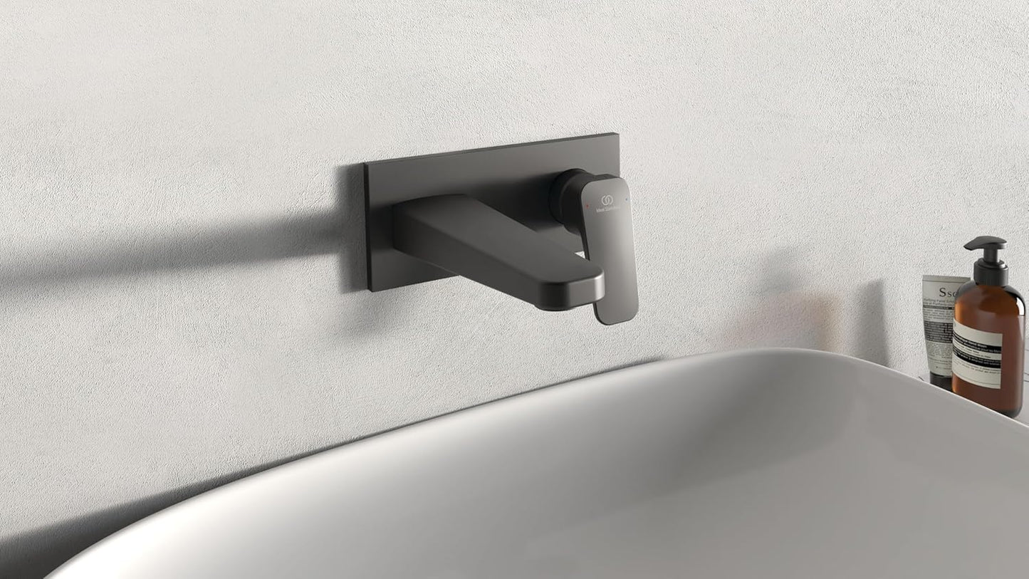 Standard Ceraplan Single Lever Wall Mounted Basin Mixer, BD244XG, Silk Black
