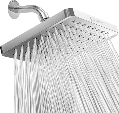 Fixed Shower Head - High Pressure Rain - Luxury Modern Look - Easy No-Tool Installation - Perfect Adjustable Replacement for Your Bathroom Shower Heads (20 cm Square, Luxury Polished Chrome)