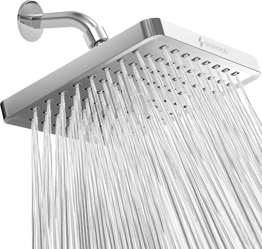 Fixed Shower Head - High Pressure Rain - Luxury Modern Look - Easy No-Tool Installation - Perfect Adjustable Replacement for Your Bathroom Shower Heads (20 cm Square, Luxury Polished Chrome)