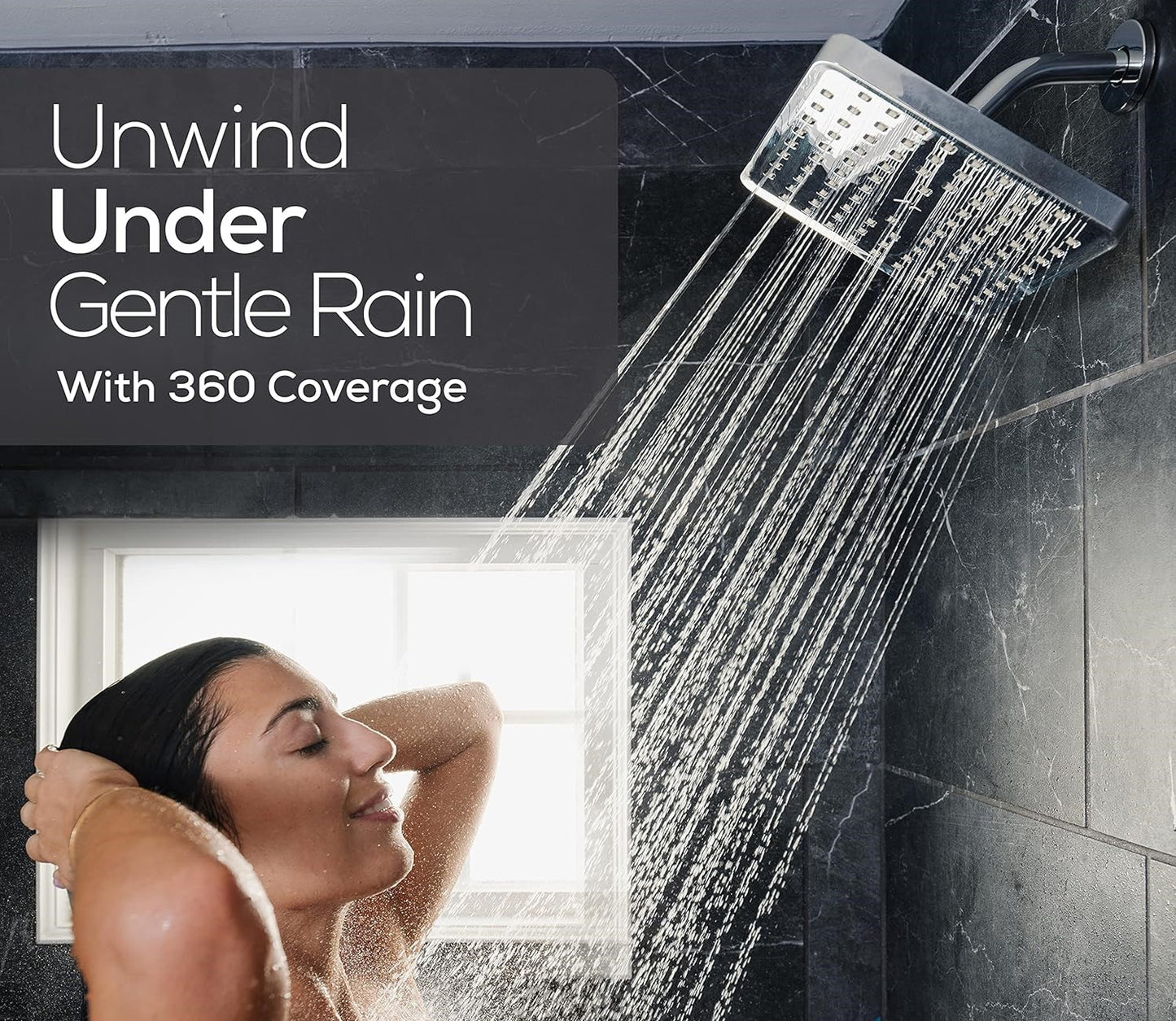 Fixed Shower Head - High Pressure Rain - Luxury Modern Look - Easy No-Tool Installation - Perfect Adjustable Replacement for Your Bathroom Shower Heads (20 cm Square, Luxury Polished Chrome)