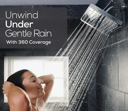 Fixed Shower Head - High Pressure Rain - Luxury Modern Look - Easy No-Tool Installation - Perfect Adjustable Replacement for Your Bathroom Shower Heads (20 cm Square, Luxury Polished Chrome)