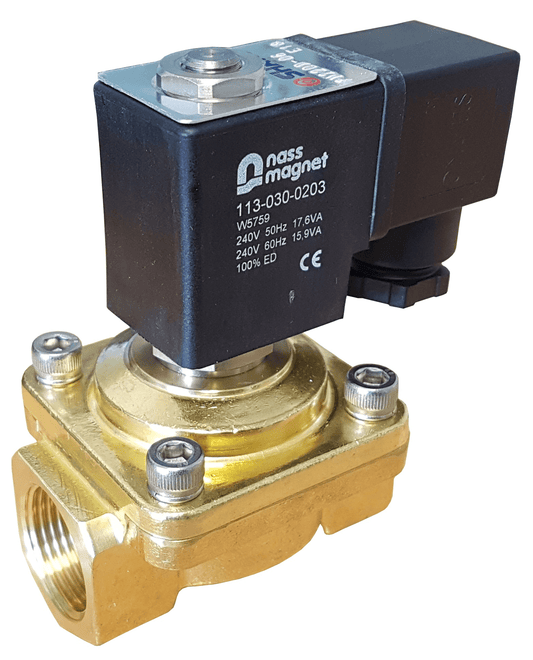 3/4 WRAS Brass water solenoid valve 0-10 Bar 2/2 N/Closed