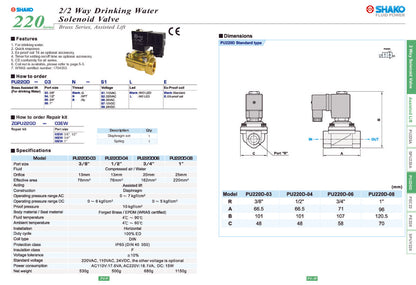 3/4 WRAS Brass water solenoid valve 0-10 Bar 2/2 N/Closed